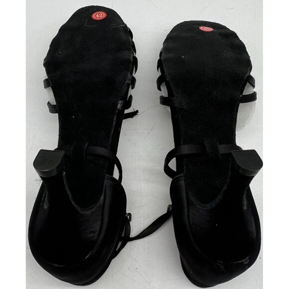 Women's Leather Ballroom Dance Shoes Heels Size 9 Black Summer Sandal - Picture 2 of 7